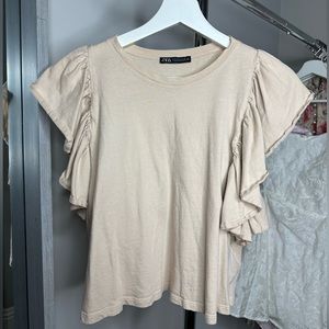 Zara Cream/Tan Flowy Top